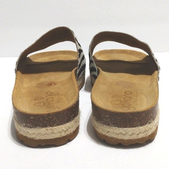 Yokono Zebra Print Calf Hair Leather Slide Sandals US 9 Chunky Strap - Picture 7 of 11